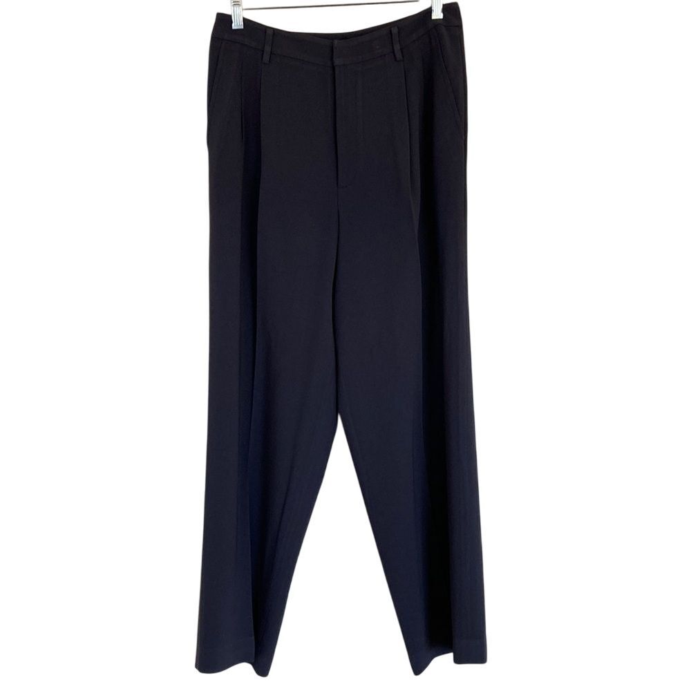 Linda Allard Ellen Tracy Pleated Trouser Pant Womens 10 Grey Wide Leg High Rise